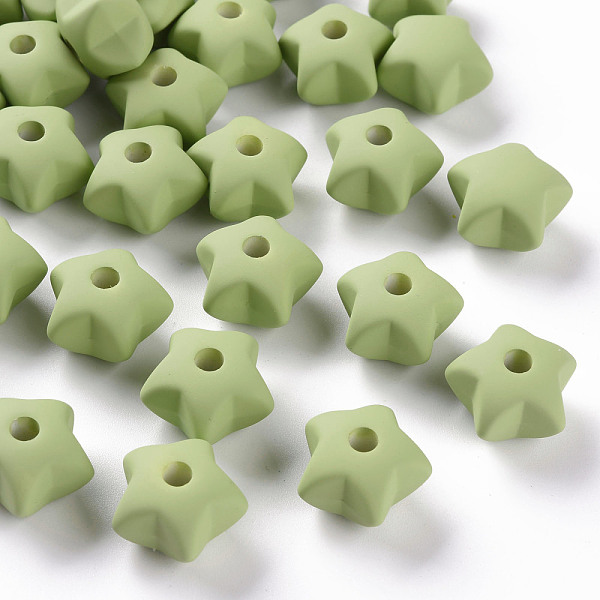 

PandaHall Acrylic Beads, Rubberized Style, Half Drilled, Star, Yellow Green, 16x17x11mm, Hole: 3.5mm Acrylic Star