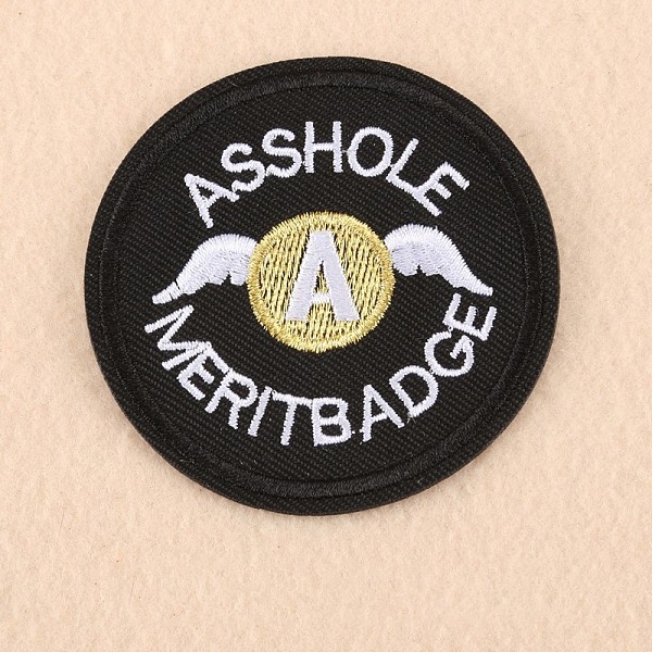 PandaHall Computerized Embroidery Cloth Iron on/Sew on Patches, Costume Accessories, Appliques, Flat Round, Black, 68mm Cloth Flat Round...