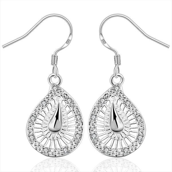 

PandaHall teardrop, Brass Cubic Zirconia Dangle Earrings, Silver Color Plated, 35x14mm Cubic Zirconia Silver