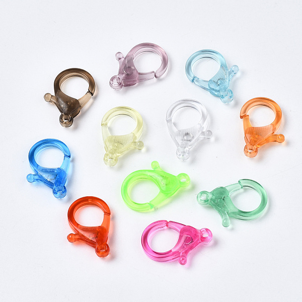 

PandaHall Transparent Acrylic Lobster Claw Clasps, Mixed Color, 25.5x18x6mm, Hole: 1.8mm Acrylic Others Multicolor