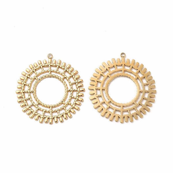 

PandaHall Ion Plating(IP) 304 Stainless Steel Pendants, With Jump Ring, Flat Round, Real 14K Gold Plated, 33x31x1mm, Hole: 1.5mm 304...