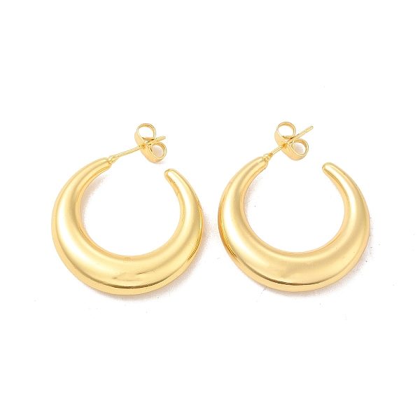 

PandaHall Rack Plating Brass Round Stud Earrings, Half Hoop Earrings for Women, Lead Free & Cadmium Free, Real 18K Gold Plated, 29~30x6mm...