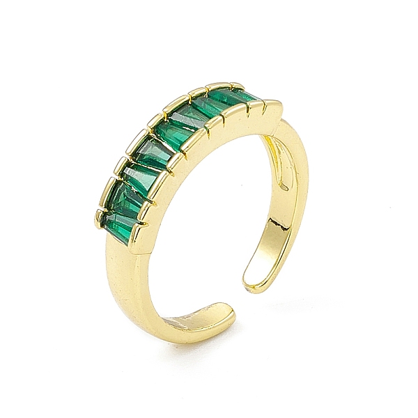 

PandaHall Green Cubic Zirconia Trapezoid Open Cuff Ring, Rack Plating Brass Jewelry for Women, Cadmium Free & Lead Free, Real 18K Gold...