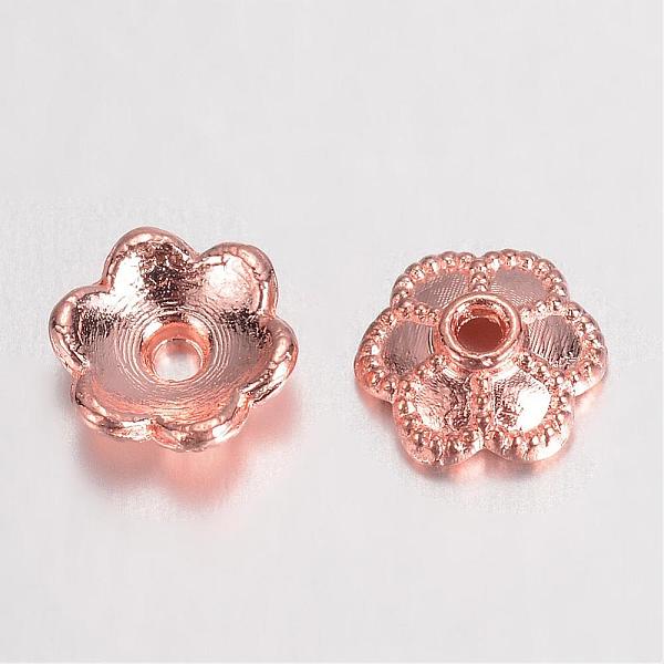 

PandaHall Alloy Bead Caps Enamel Settings, 6-Petal Flower, Rose Gold, 6x2mm, Hole: 1mm Alloy Flower