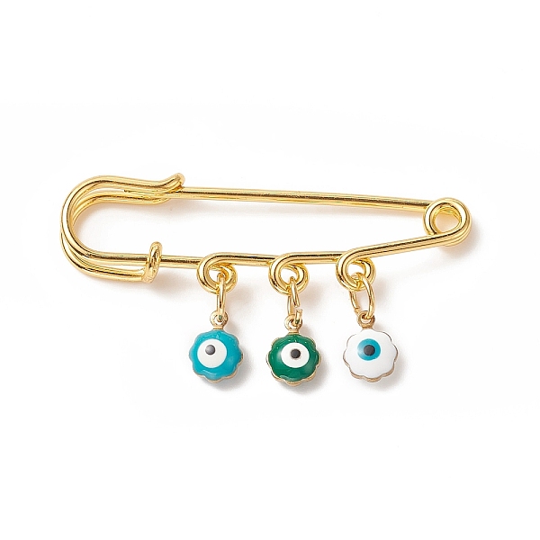 

PandaHall Rack Plating Brass Enamel Evil Eye Charms Safety Pin Brooch, Golden Iron Lapel Pin for Sweater Shawl Clips Waist Pants Extender..., Multicolor