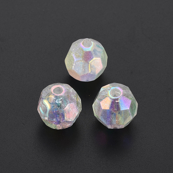 

PandaHall Transparent Acrylic Beads, AB color Plated, Faceted, Round, Clear AB, 14.5mm, Hole: 2.5mm Acrylic Round White