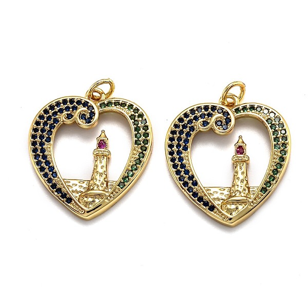 

PandaHall Brass Micro Pave Cubic Zirconia Pendants, Long-Lasting Plated, Heart & Tower, Golden, 22x20x3mm, Hole: 3mm Brass+Cubic Zirconia..., Blue