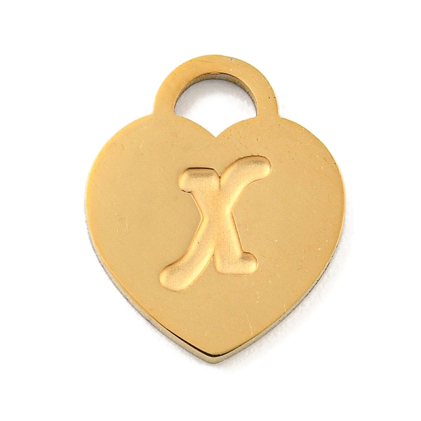 

PandaHall Ion Plating(IP) 304 Stainless Steel Pendants, Laser Cut, Heart with Letter Charm, Golden, Letter X, 15x12x1mm, Hole: 3x3.5mm 304...