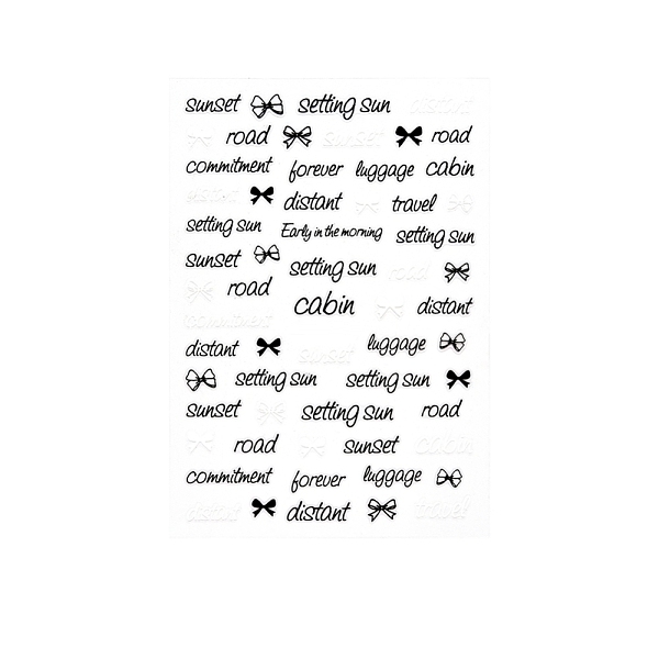 

PandaHall Nail Art Stickers Decals, Self Adhesive, for Nail Tips Decorations, Word Pattern, Word, 93x64mm Paper Word Black
