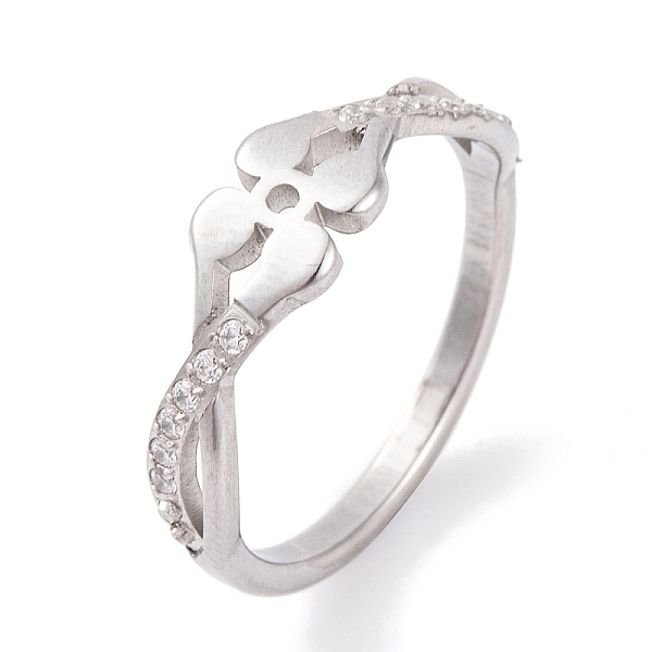 

PandaHall 304 Stainless Steel Flower Finger Ring, with Cubic Zirconia, Stainless Steel Color, 6mm, US Size 6~9(16.5~18.9mm) Stainless..., Clear