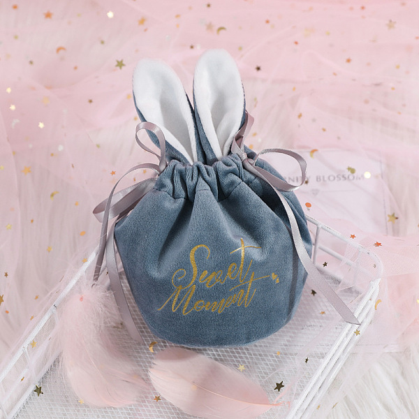 

PandaHall Drawstring Velvet Bags, with Rabbit Ear, Sweet Moment Printed Gift Bag, Wedding Celebration Candy Bags, Blue, 17x10x13cm Velvet...