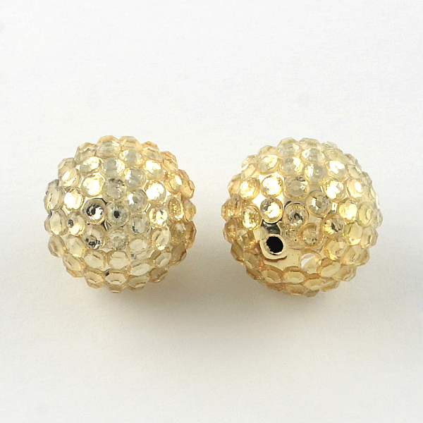 

PandaHall Transparent Resin Rhinestone Graduated Beads, with Acrylic Round Beads Inside, Wheat, 20mm, Hole: 2~2.5mm Resin+Rhinestone Round..., Orange