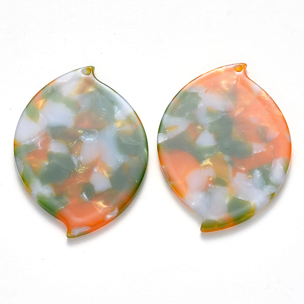 

PandaHall Cellulose Acetate(Resin) Pendants, Leaf, Colorful, 45x32x3mm, Hole: 1.4mm Cellulose Acetate Leaf