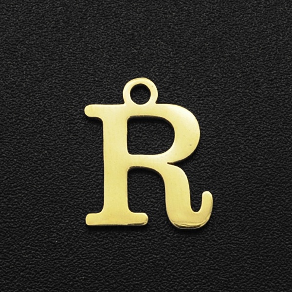 

PandaHall 201 Stainless Steel Charms, Laser Cut, Letter, Golden, Letter.R, 12x10x1mm, Hole: 1.5mm 201 Stainless Steel Letter R