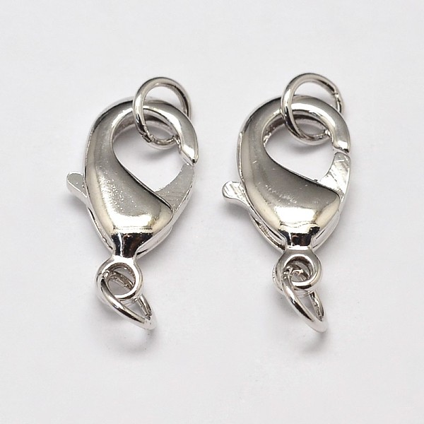

PandaHall Brass Lobster Claw Clasps for Jewelry Necklace Bracelet Making, with Two Jump Rings, Cadmium Free & Lead Free, Platinum, 12x7x3mm...