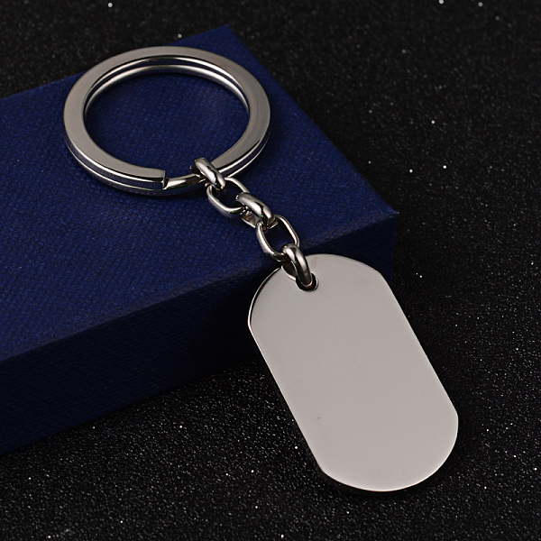 

PandaHall Rectangle 304 Stainless Steel Keychain, Smooth Surface, Stainless Steel Color, 8.6cm Stainless Steel Rectangle