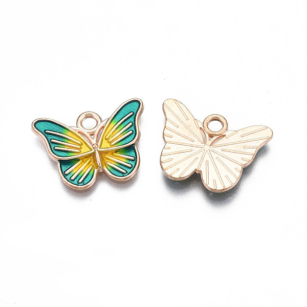

PandaHall Alloy Enamel Pendants, Cadmium Free & Lead Free, Butterfly, Light Sea Green, 13.5x18x2mm, Hole: 2mm Alloy+Enamel Butterfly