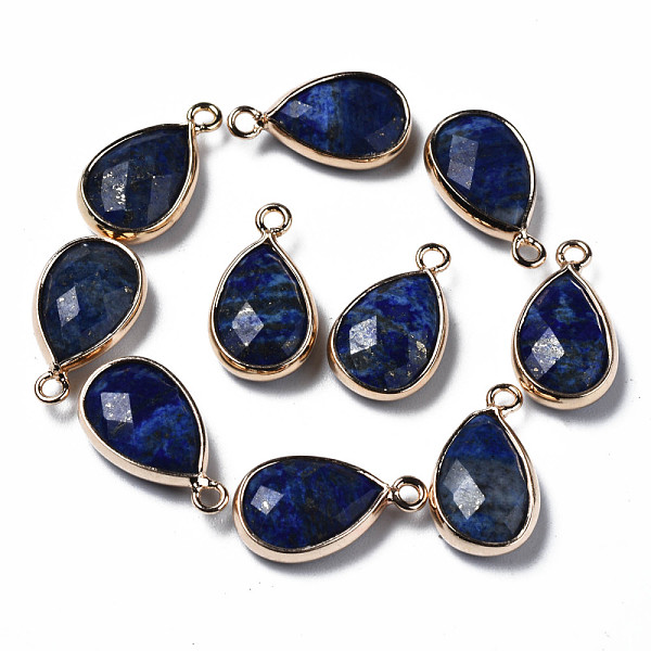

PandaHall Natural Lapis Lazuli Pendants, Faceted, with Golden Plated Brass Edge and Loop, Teardrop, 16.5x9x4.5mm, Hole: 1.6mm Lapis Lazuli...