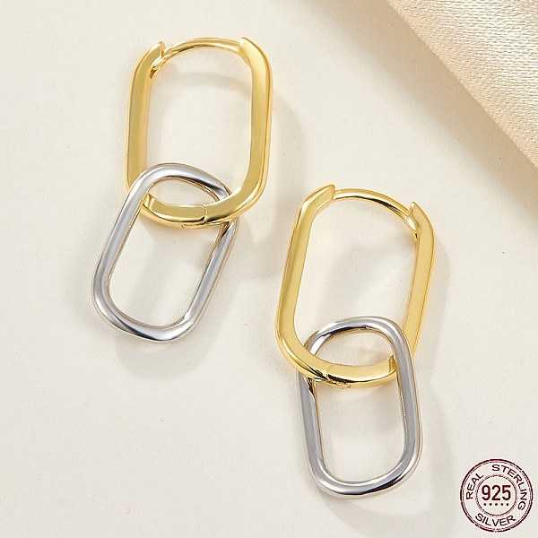 

PandaHall 925 Sterling Silver Dangle Hoop Earrings for Women, Oval, Mixed Color, 30x11mm Sterling Silver