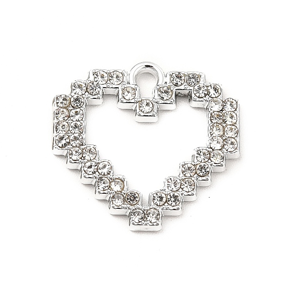 

PandaHall Alloy Crystal Rhinestone Pendaants, Heart Charms, Platinum, 16.5x17.5x2mm, Hole: 1.6mm Alloy+Rhinestone Heart Clear