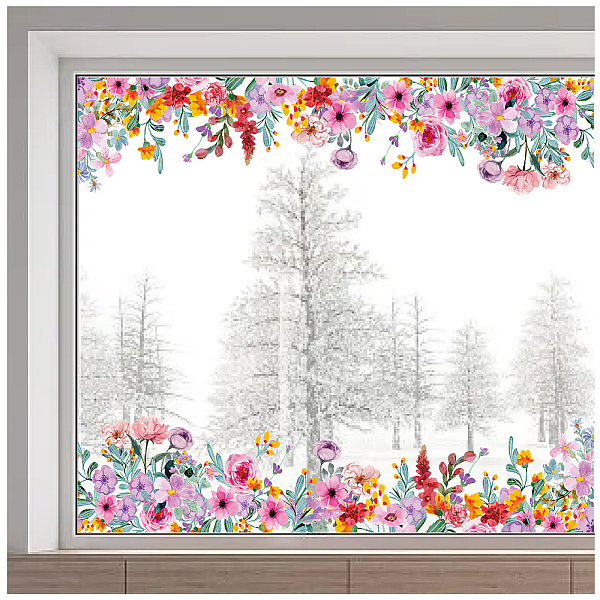 

PandaHall GORGECRAFT Large Size Reusable Flower Transparent Stained Window Clings Non Adhesive Double-Sided Spring Static Cling Window...