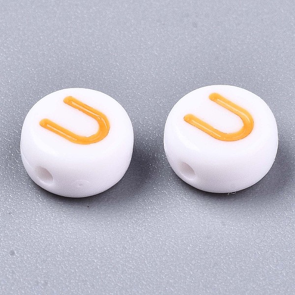 

PandaHall Opaque White Acrylic Beads, Flat Round with Mixed Color Letter, Letter.U, 7x3.5mm, Hole: 1.2mm, about 4000pcs/500g Acrylic Letter..., Multicolor