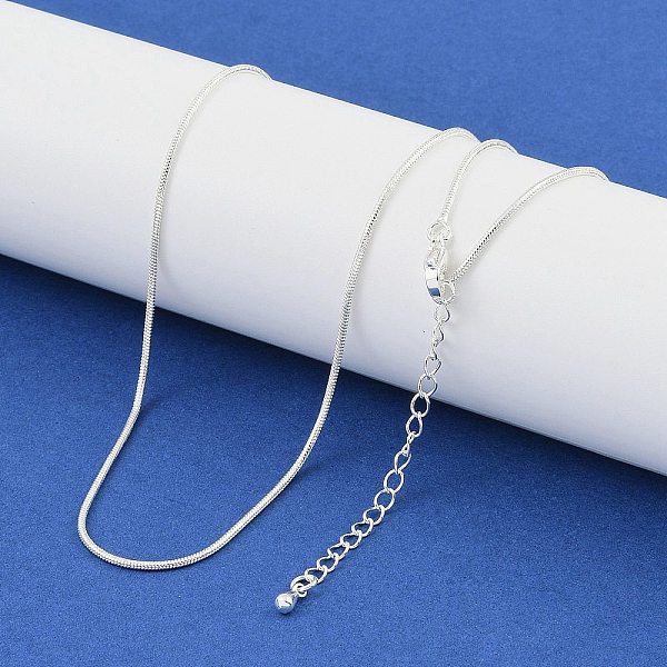 

PandaHall Brass Round Snake Chain Necklaces, 925 Sterling Silver Plated, 18.11x0.47 inch(460x12mm) Brass