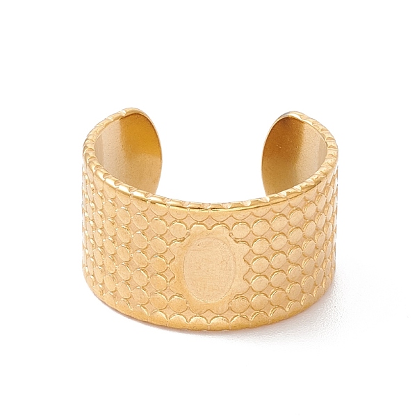 Ion Plating(IP) 304 Stainless Steel Oval Pattern Open Cuff Ring