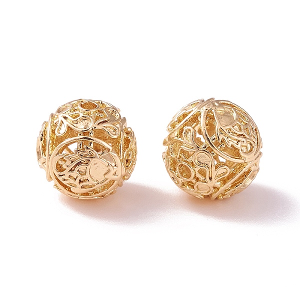 

PandaHall Brass Hollow Round Beads, Golden, 9.5mm, Hole: 1.4mm Brass Round