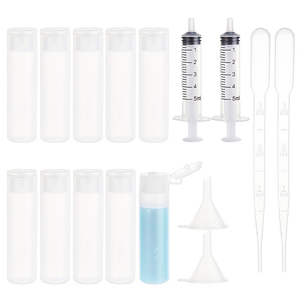 Bouteilles transparentes à bouchon rabattable en plastique pe de 18 ml