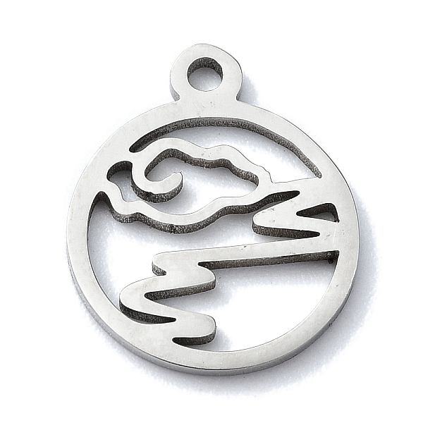 

PandaHall 304 Stainless Steel Charms, Laser Cut, Flat Round with Cloud Charm, Stainless Steel Color, 14x11.5x1mm, Hole: 1.2mm 304 Stainless...
