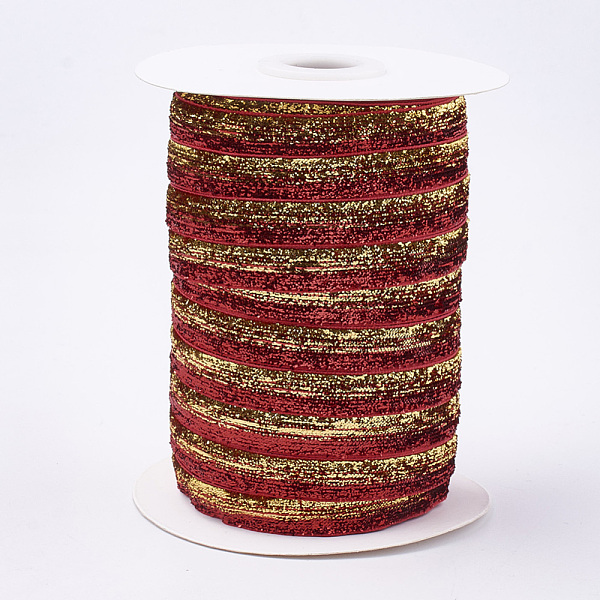 

PandaHall Glitter Sparkle Ribbon, Polyester & Nylon Ribbon, Colorful, 3/8 inch(9.5~10mm), about 50yards/roll(45.72m/roll) Polyester None