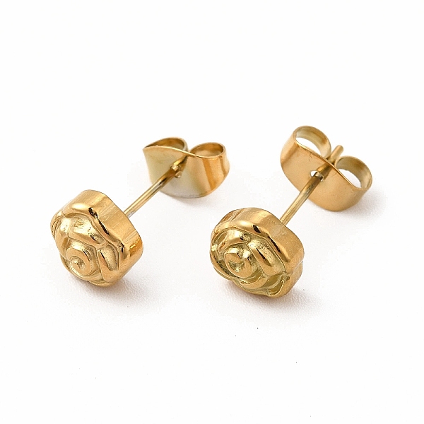 

PandaHall 304 Stainless Steel Flower Stud Earrings for Women, Real 18K Gold Plated, 6.5x7mm, Pin: 0.7mm 304 Stainless Steel Flower