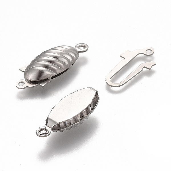 

PandaHall 304 Stainless Steel Box Clasps, Multi-Strand Clasps, Oval, Stainless Steel Color, 21x8x5mm, Hole: 1.2mm 304 Stainless Steel Oval