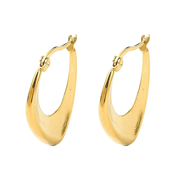 

PandaHall 304 Stainless Steel Hoop Earrings, Jewely foe Women, Real 18K Gold Plated, Rhombus, 28x4mm 304 Stainless Steel Rhombus