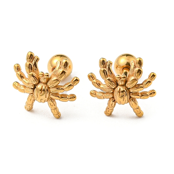 

PandaHall Ion Plating(IP) 304 Stainless Steel Stud Earrings, Spider, Golden, 10x10mm 304 Stainless Steel Spider