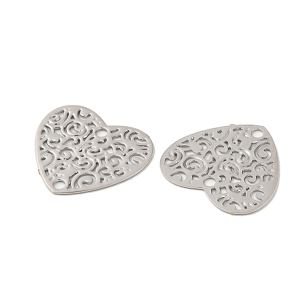 

PandaHall Rack Plating Brass Connector Charms, Etched Metal Embellishments, Long-Lasting Plated, Heart Links, Platinum, 12.5x13.5x0.3mm...