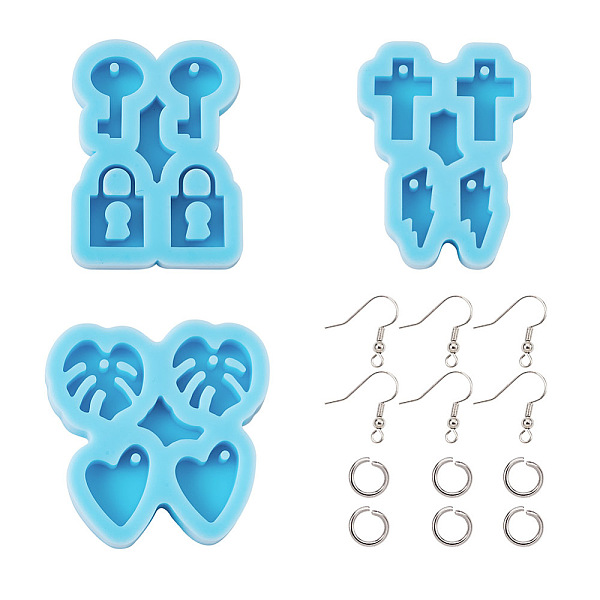 

PandaHall DIY Expoy Resin Crafts, Including Brass Earring Hooks, 304 Stainless Steel Jump Rings and Pendant Silicone Molds, Sky Blue...