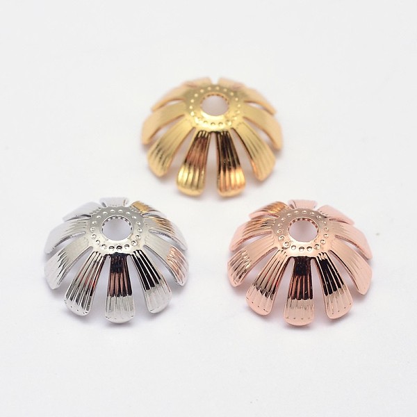 

PandaHall Grade AAA Brass Bead Caps, Cadmium Free & Nickel Free & Lead Free, Mixed Color, 13x5mm, Hole: 2mm Brass