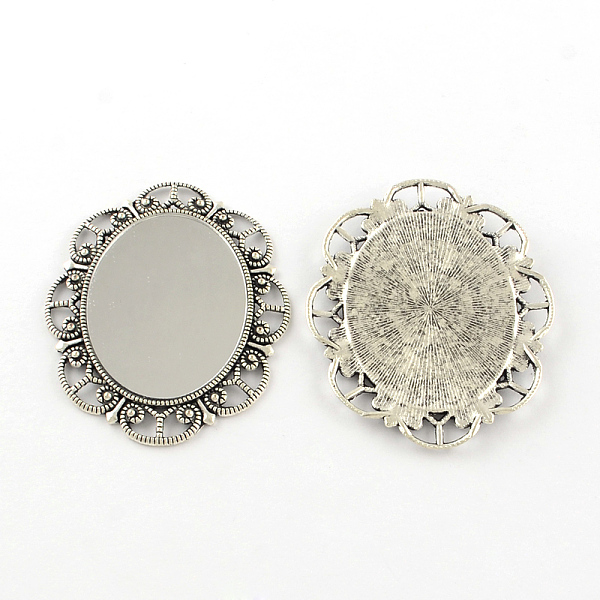 

PandaHall Alloy Oval Mirror Big Pendants, Lead Free & Cadmium Free, Antique Silver, 56x46x2.5mm Alloy Oval
