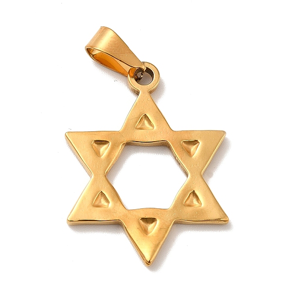 

PandaHall Vacuum Plating 201 Stainless Steel Pendants, Star of David, Golden, 30x23x2mm, Hole: 7x4mm 201 Stainless Steel Star