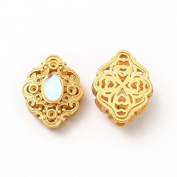 

PandaHall Long-Lasting Rack Plating Brass Multi-Strand Links, with Synthetic Opal, Flower, Golden, 17x13x8mm, Hole: 2mm Brass Flower
