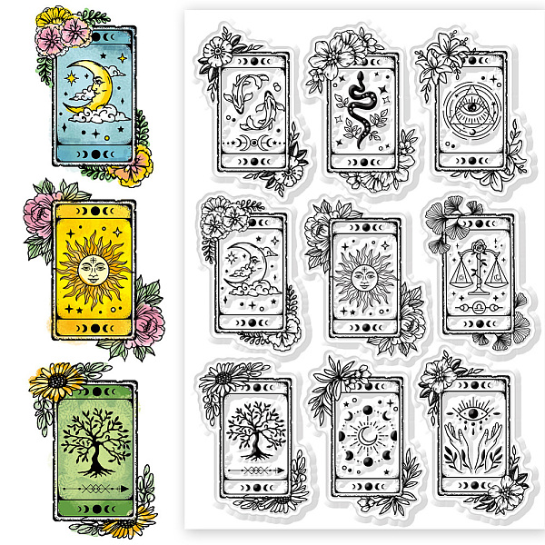 

PandaHall Custom PVC Plastic Clear Stamps, for DIY Scrapbooking, Photo Album Decorative, Cards Making, Tarot, 160x110mm Plastic Tarot