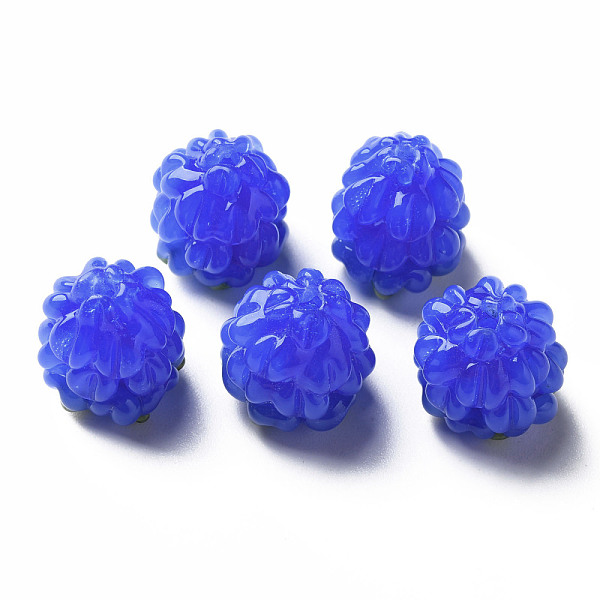 

PandaHall Handmade Lampwork Beads, Raspberry, Blue, 15~16x13~14mm Lampwork Food Blue