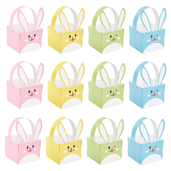 

PandaHall Rabbit Paper Storage Gift Boxes with Handle, Gift Packaging Case for Easter, Mixed Color, 12x12x20cm Paper Rabbit Multicolor