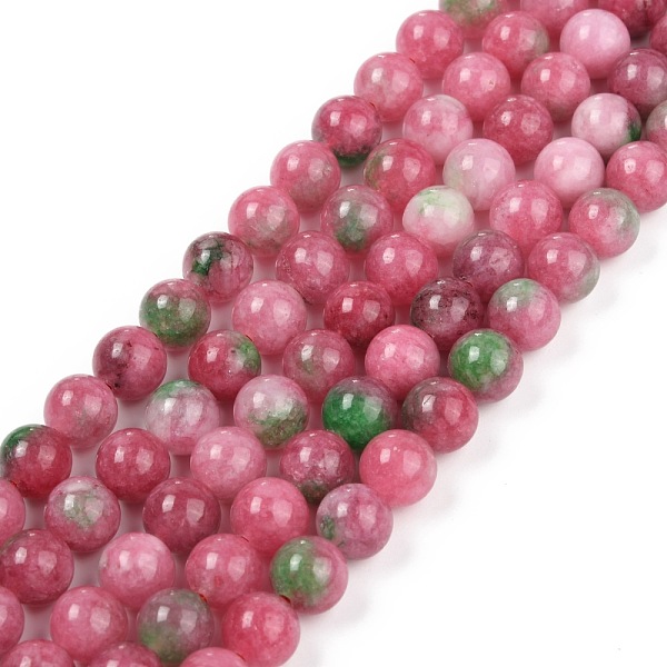 

PandaHall Natural White Jade Beads Strands, Dyed, Round, Colorful, 8.5mm, Hole: 1mm, about 47pcs/strand, 15.08''(38.3cm) White Jade Round