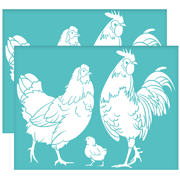 

PandaHall OLYCRAFT 2Pcs 11x8.6 Inch Fooster Self-Adhesive Silk Screen Printing Stencil Hen Chicken Mesh Stencils Farm Theme Reusable Mesh...