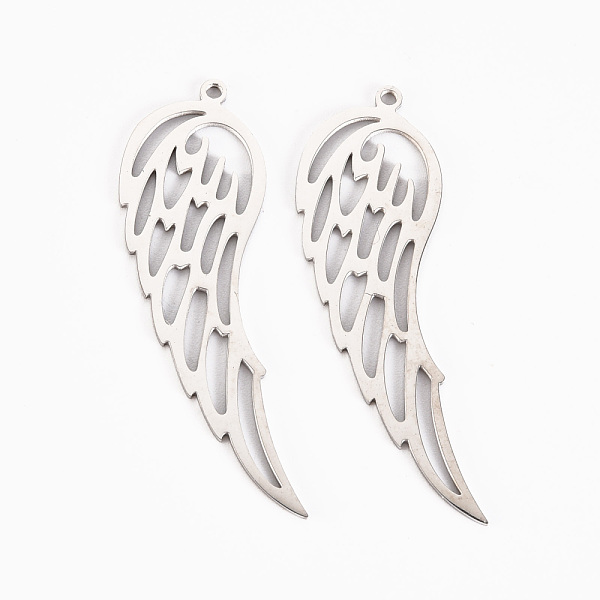 

PandaHall 304 Stainless Steel Pendants, Laser Cut, Wing, Stainless Steel Color, 43x13.5x1mm, Hole: 1.4mm 304 Stainless Steel Wing