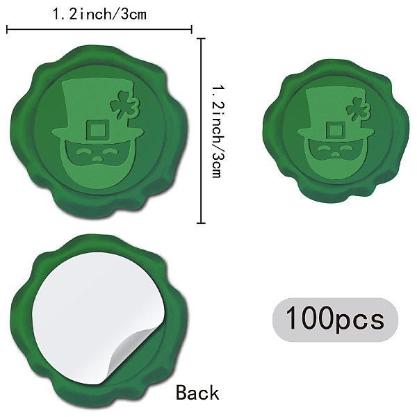 Craspire 100 St. Patrick's Day Selbstklebende Wachssiegelaufkleber