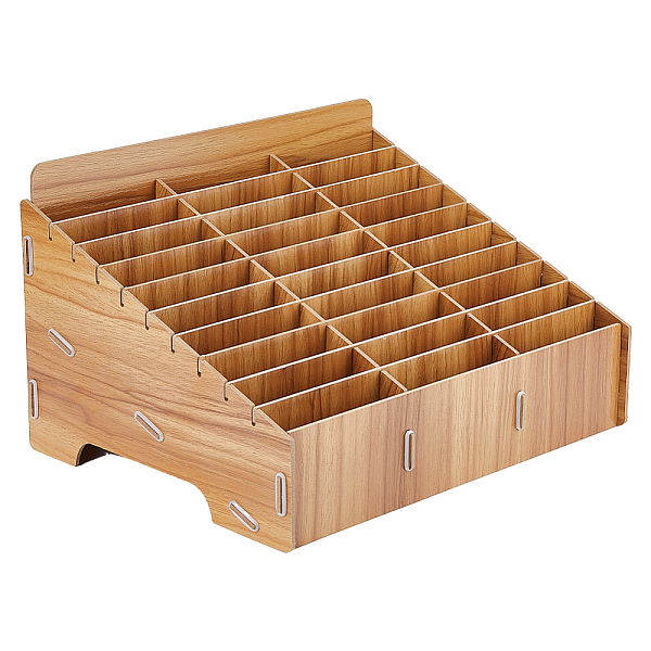 

PandaHall DICOSMETIC 1 Sets Cell Phone Storage Box 30 Grid Wooden Phone Organizer Desktop Mobile Phone Holder Camel Phone Holder for Home..., Brown